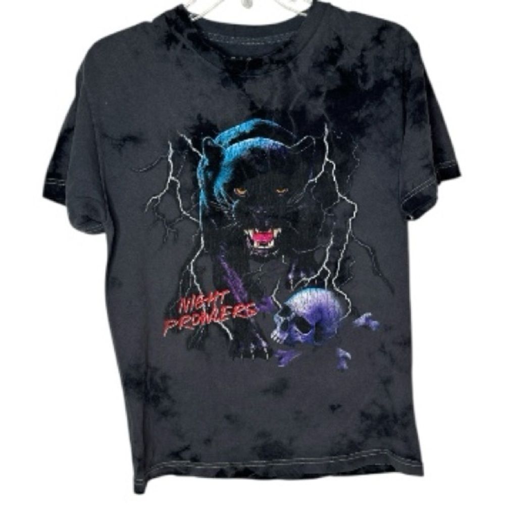 PacSun Men’s Grey/Black Graphic Print Night Prowler Tye Dye T-shirt. Size Small.